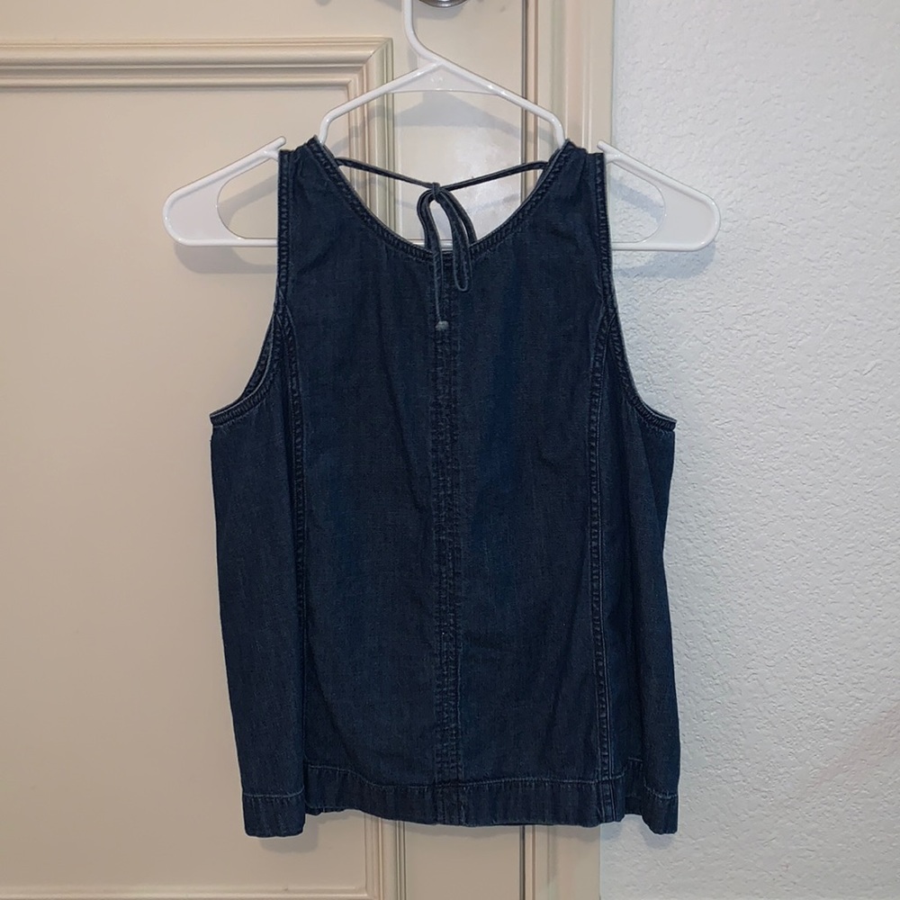 J CREW SLEEVELESS TIE BACK JEAN TOP